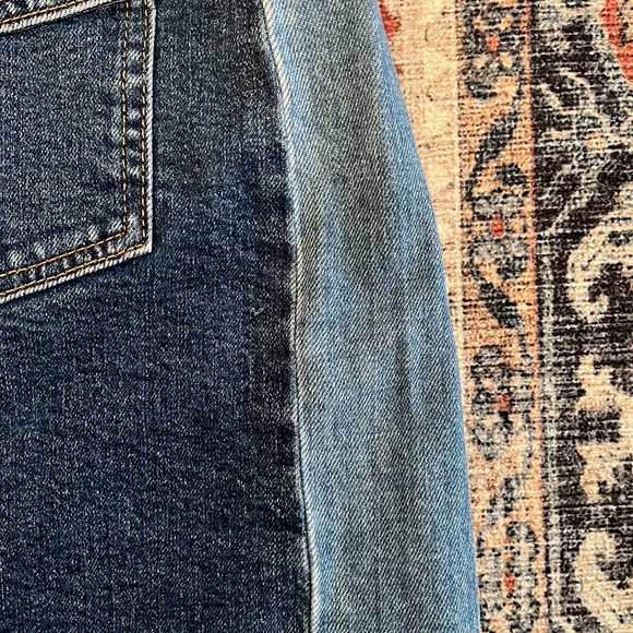 Madewell Two Tone Stretch Denim Button Down Skirt - Picture 6 of 7